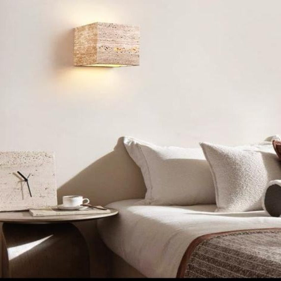 BEACON JIADG travertine wall lamp 60195 mounted on wall, showcasing elegant stone finish and modern lighting design