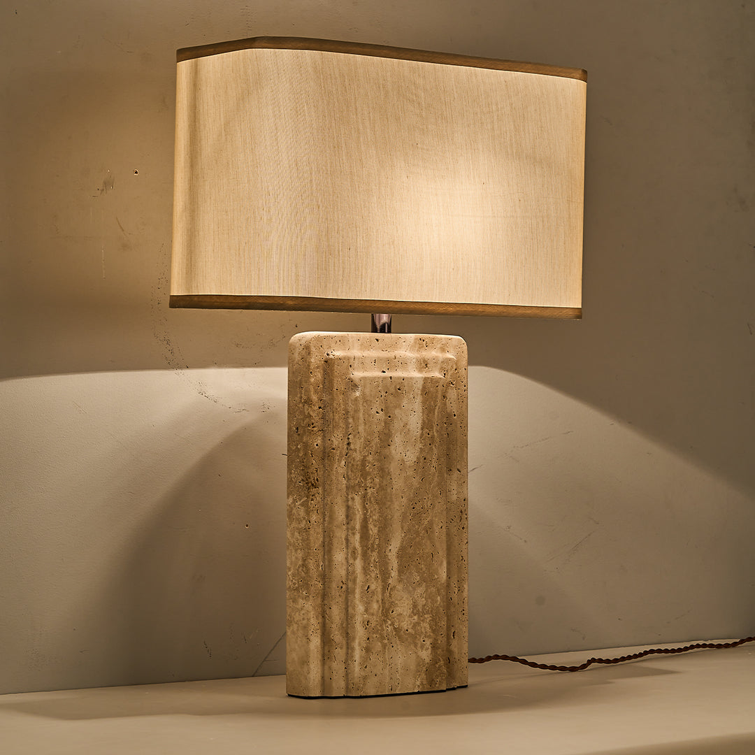 Travertine White Shade Table Lamp JA050 - Desk\table Lamps - ebarza Furniture UAE | Shop Modern Furniture in Abu Dhabi & Dubai - مفروشات ايبازرا في الامارات | تسوق اثاث عصري وديكورات مميزة في دبي وابوظبي
