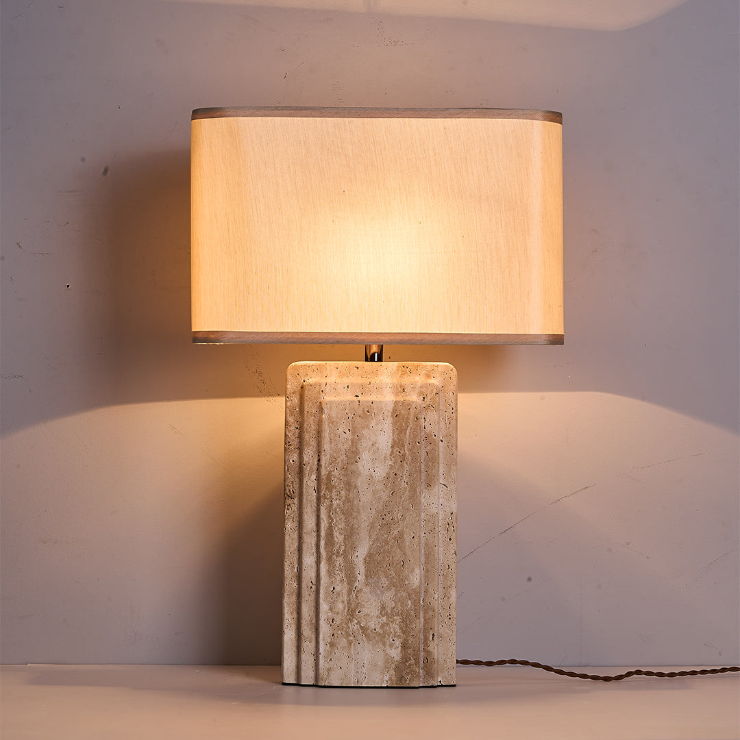 Travertine White Shade Table Lamp JA050 - Desk\table Lamps - ebarza Furniture UAE | Shop Modern Furniture in Abu Dhabi & Dubai - مفروشات ايبازرا في الامارات | تسوق اثاث عصري وديكورات مميزة في دبي وابوظبي