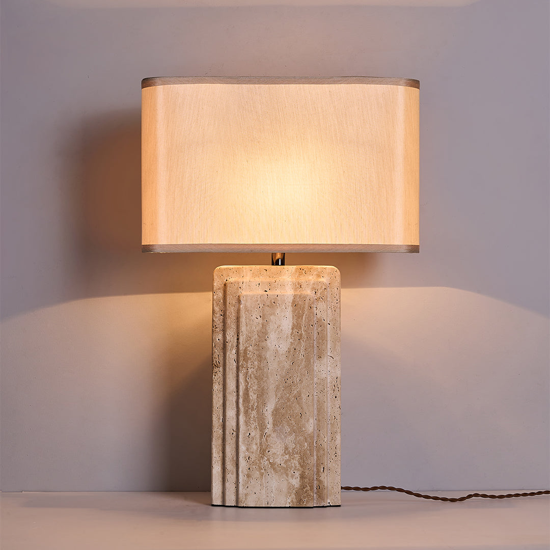 Travertine White Shade Table Lamp JA050 - Desk\table Lamps - ebarza Furniture UAE | Shop Modern Furniture in Abu Dhabi & Dubai - مفروشات ايبازرا في الامارات | تسوق اثاث عصري وديكورات مميزة في دبي وابوظبي