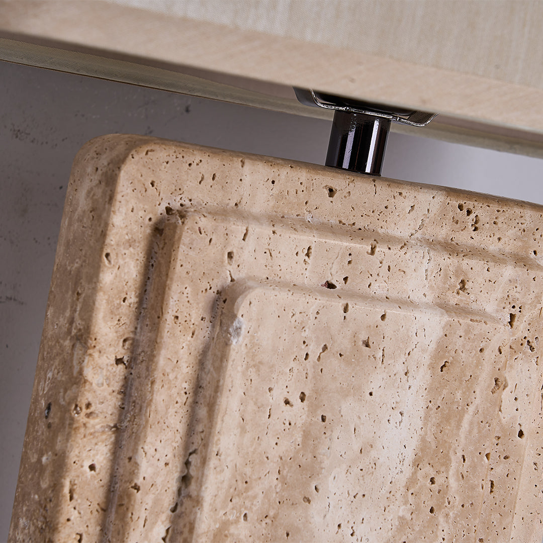 Travertine White Shade Table Lamp JA050 - Desk\table Lamps - ebarza Furniture UAE | Shop Modern Furniture in Abu Dhabi & Dubai - مفروشات ايبازرا في الامارات | تسوق اثاث عصري وديكورات مميزة في دبي وابوظبي