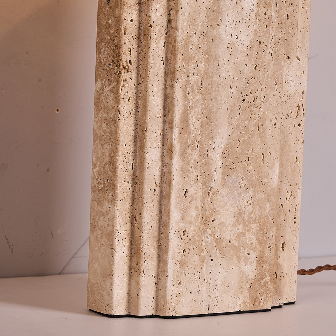 Travertine White Shade Table Lamp JA050 - Desk\table Lamps - ebarza Furniture UAE | Shop Modern Furniture in Abu Dhabi & Dubai - مفروشات ايبازرا في الامارات | تسوق اثاث عصري وديكورات مميزة في دبي وابوظبي