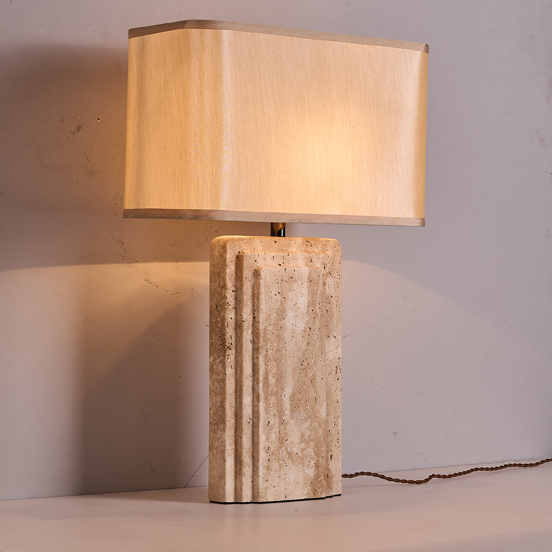 Travertine White Shade Table Lamp JA050 - Desk\table Lamps - ebarza Furniture UAE | Shop Modern Furniture in Abu Dhabi & Dubai - مفروشات ايبازرا في الامارات | تسوق اثاث عصري وديكورات مميزة في دبي وابوظبي
