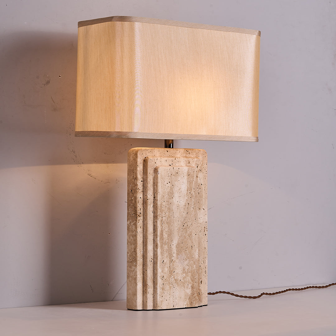 Travertine White Shade Table Lamp JA050 - Desk\table Lamps - ebarza Furniture UAE | Shop Modern Furniture in Abu Dhabi & Dubai - مفروشات ايبازرا في الامارات | تسوق اثاث عصري وديكورات مميزة في دبي وابوظبي