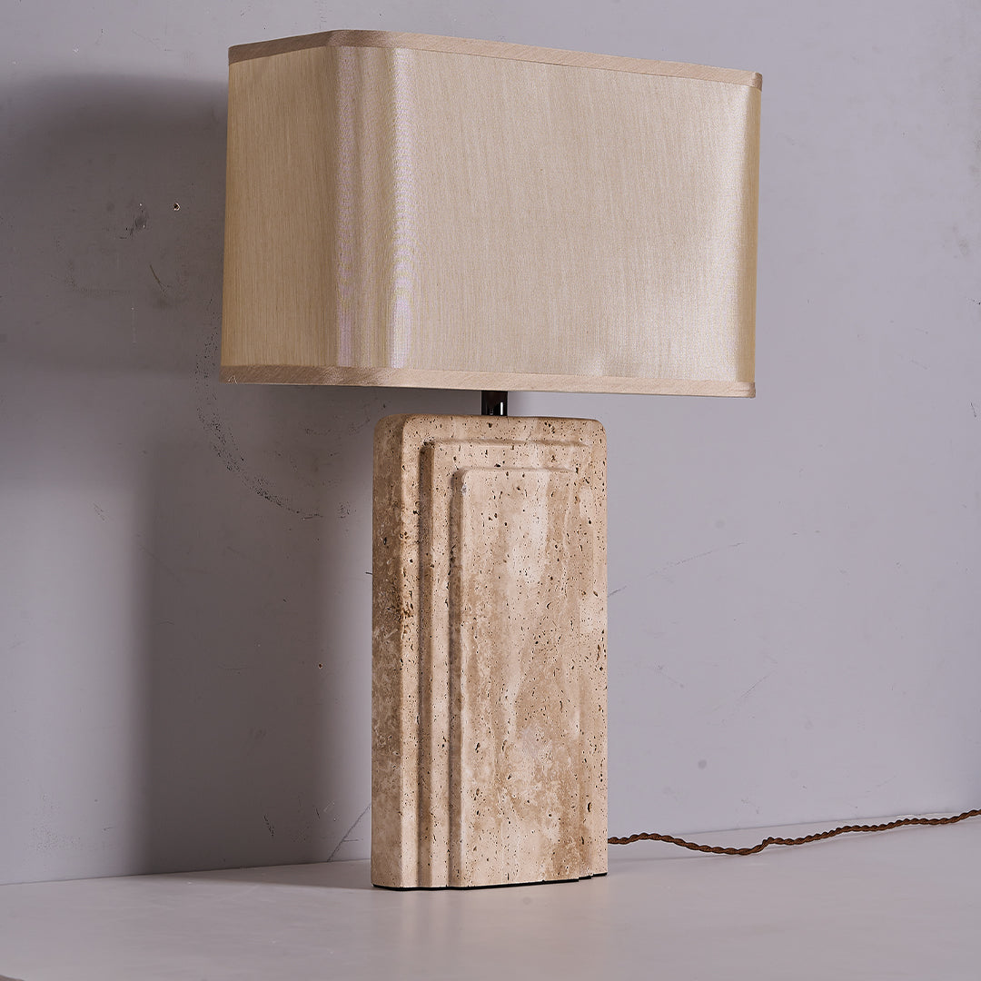 Travertine White Shade Table Lamp JA050 - Desk\table Lamps - ebarza Furniture UAE | Shop Modern Furniture in Abu Dhabi & Dubai - مفروشات ايبازرا في الامارات | تسوق اثاث عصري وديكورات مميزة في دبي وابوظبي
