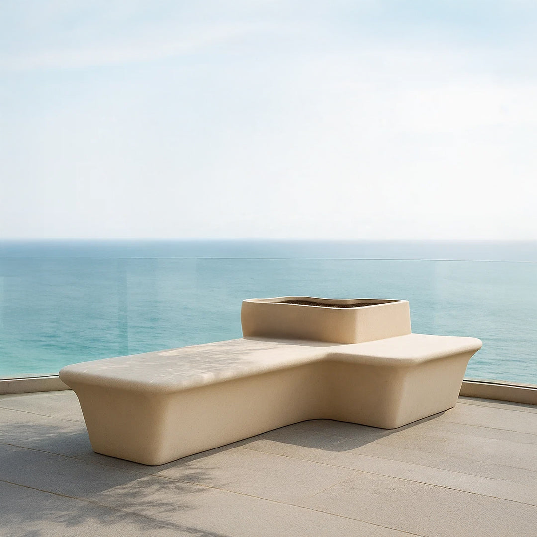 Outdoor/Indoor Beige Planter Box And Bench XK-8172A - Planter Boxes - ebarza Furniture UAE | Shop Modern Furniture in Abu Dhabi & Dubai - مفروشات ايبازرا في الامارات | تسوق اثاث عصري وديكورات مميزة في دبي وابوظبي
