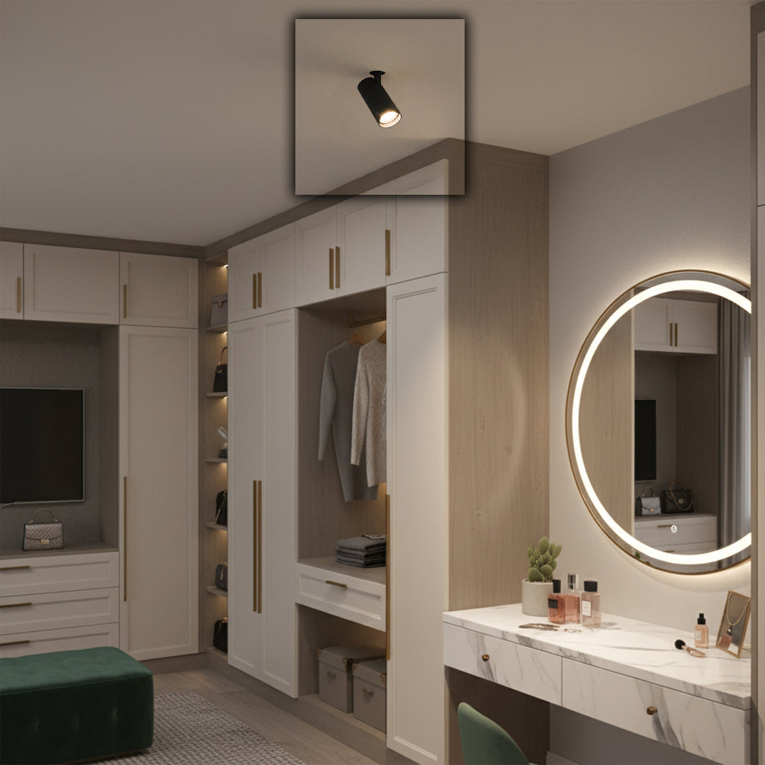Trimless black ceiling lamp from BEACON, model MJ-6110/MJ-6101B, modern ceiling lamp for contemporary interior lighting.