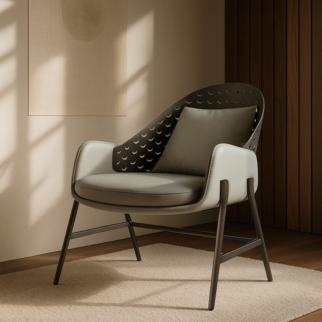 BEACON Turtle Lounge Chair BC716 in beige fabric with rounded turtle shape and ergonomic design.