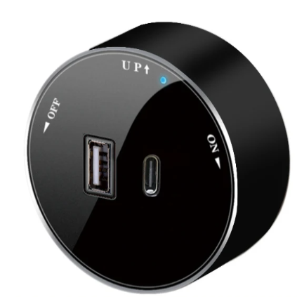 Universal USB-A to USB-C adapter for Power Track System by BEACON, compatible with various electronic devices.