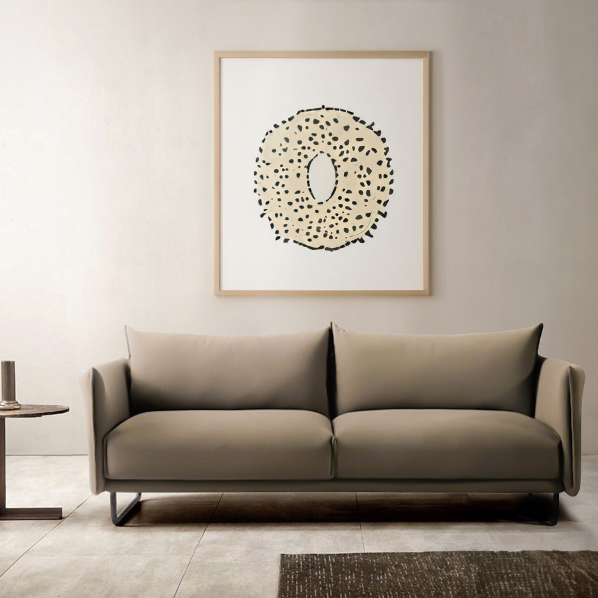 Beige Uster Classic 3-seater sofa by BEACON, featuring plush cushions and a modern design for comfortable living spaces.