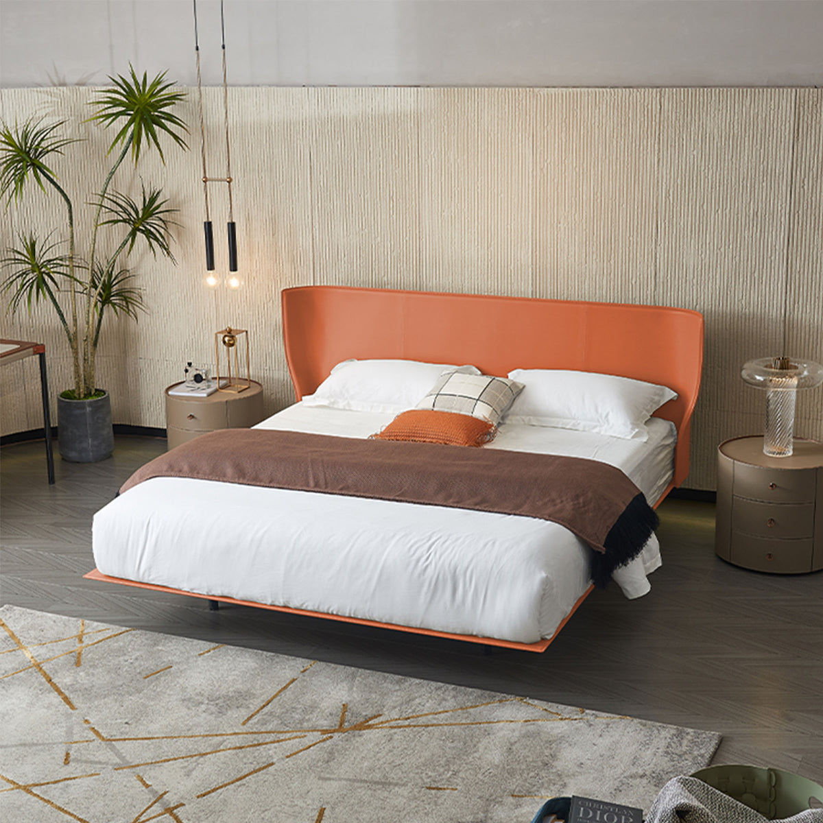 Orange King Size Bedstead from the Verona collection by BEACON, featuring a stylish and sturdy bed frame with a modern design.
