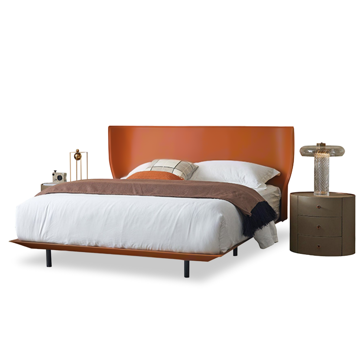 Orange Verona single size bed by BEACON, featuring a sleek bedstead design with modern orange finish.