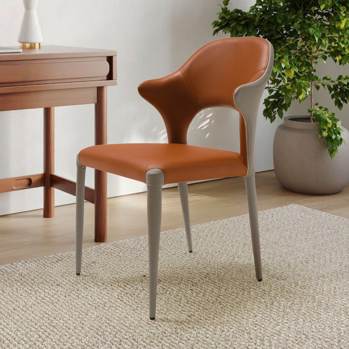 BEACON Verve Dining Chair PZ-097-D with sleek design and wooden legs, perfect for modern dining rooms.
