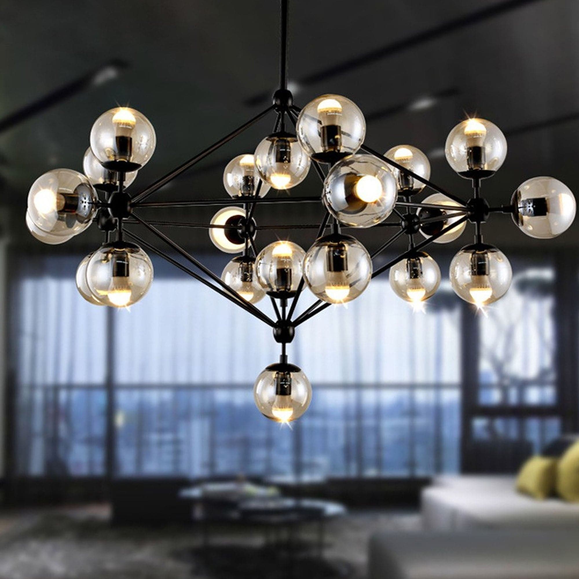 Vintage 21 Heads Bubble Chandelier Cy-Dd-309-21-Bk - Pendant Lamps - ebarza Furniture UAE | Shop Modern Furniture in Abu Dhabi & Dubai - مفروشات ايبازرا في الامارات | تسوق اثاث عصري وديكورات مميزة في دبي وابوظبي