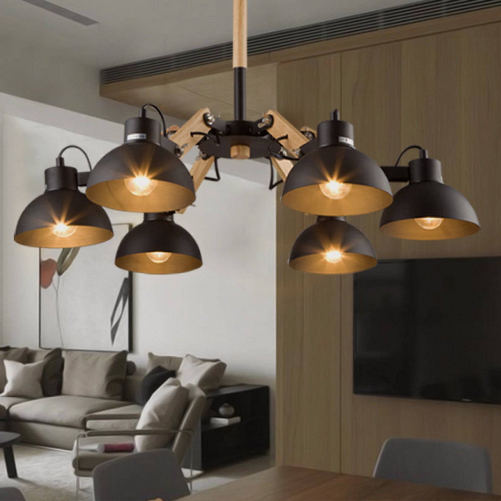 Vintage Wood And Iron Chandelier Cy-Dd-282-B - Pendant Lamps - ebarza Furniture UAE | Shop Modern Furniture in Abu Dhabi & Dubai - مفروشات ايبازرا في الامارات | تسوق اثاث عصري وديكورات مميزة في دبي وابوظبي