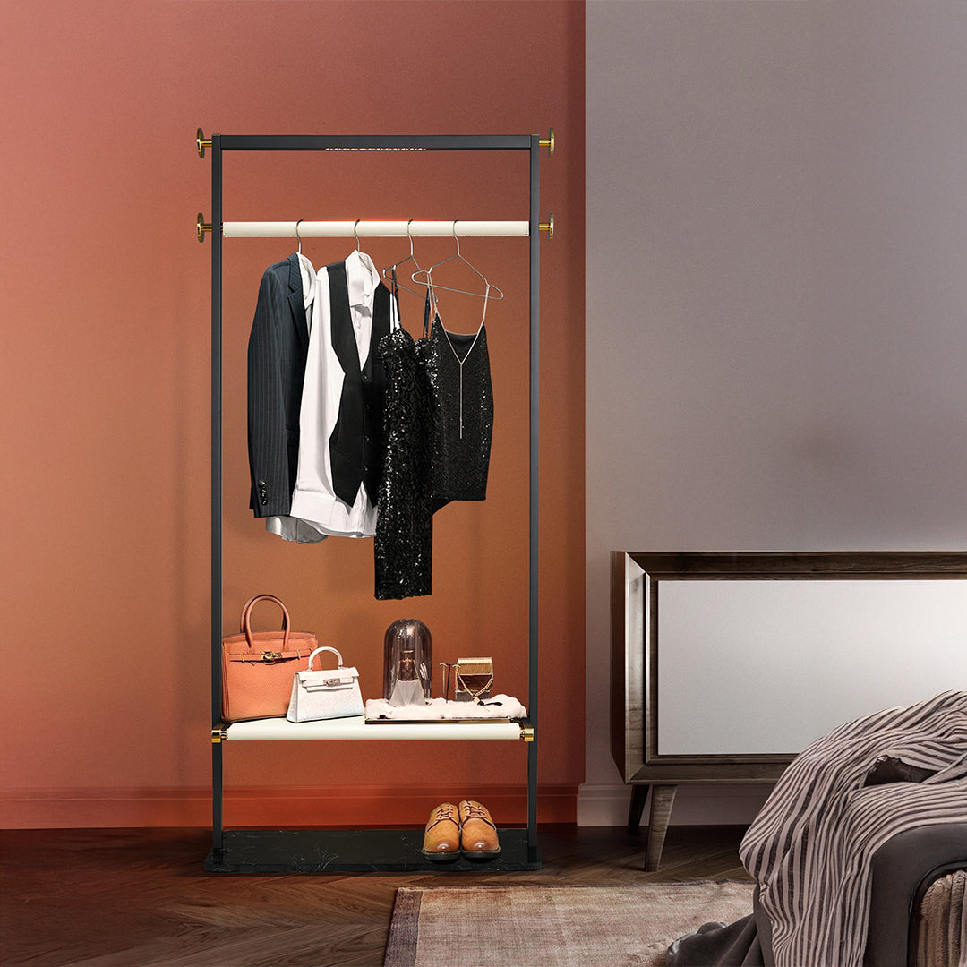 BEACON Vogue clothing rack hanger with built-in LED light, showcasing sleek design and sturdy construction for organized wardrobe storage.