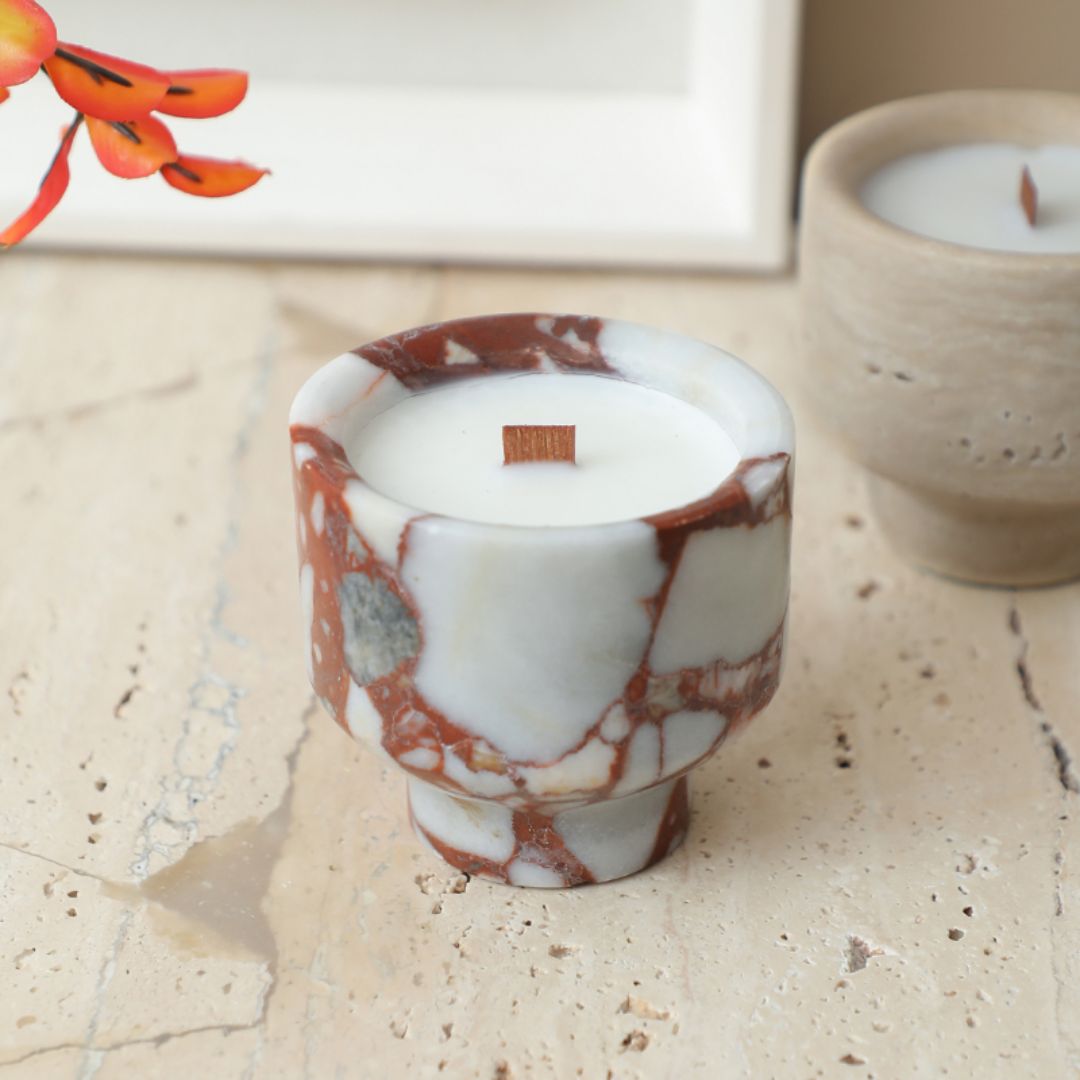 Volcano natural stone candle cup from BEACON, made of volcanic stone, designed for candles and decorative use.