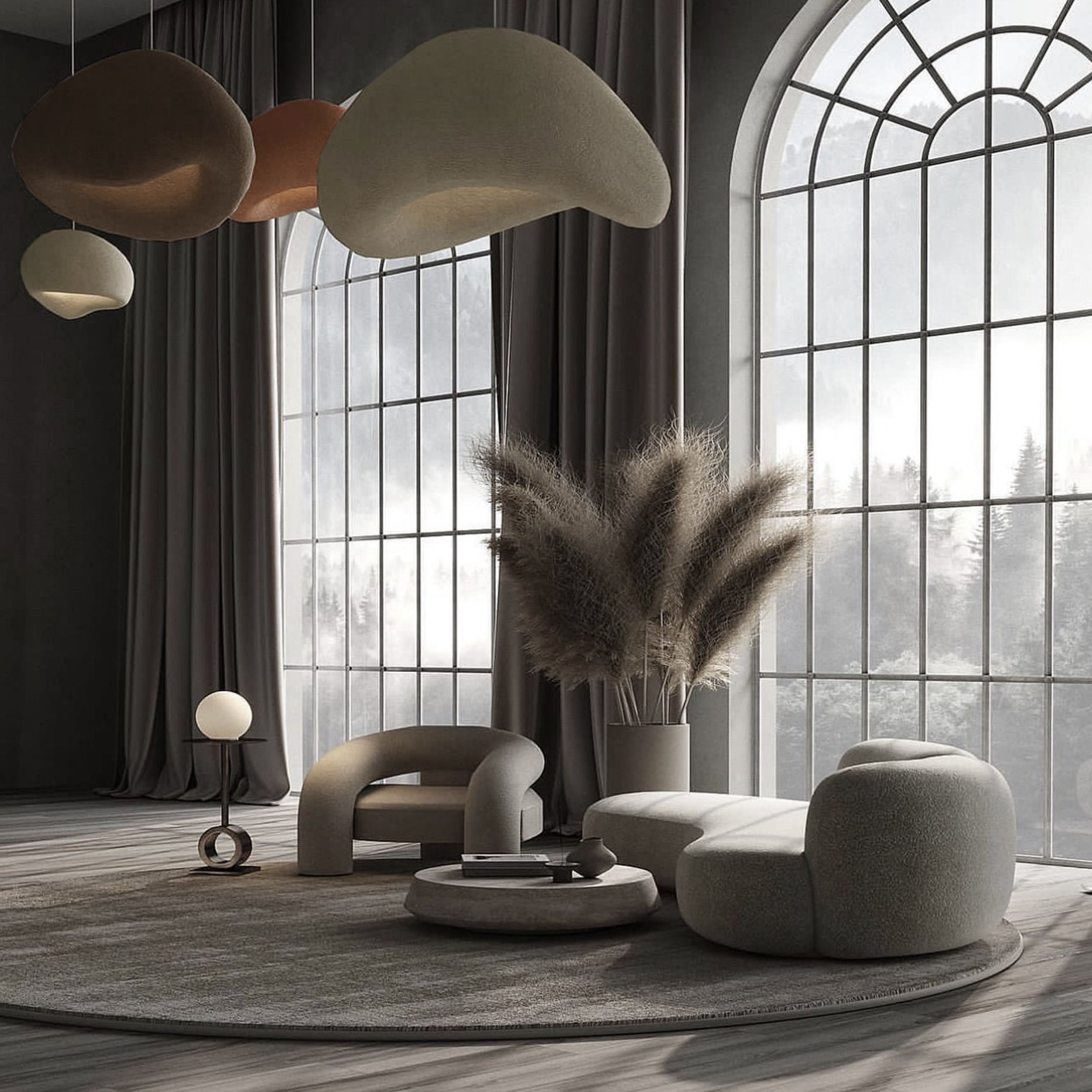 BEACON Wabi Sabi 4m brown pendant lamp with D78xH42cm design, modern pendant lighting for stylish interior decor.