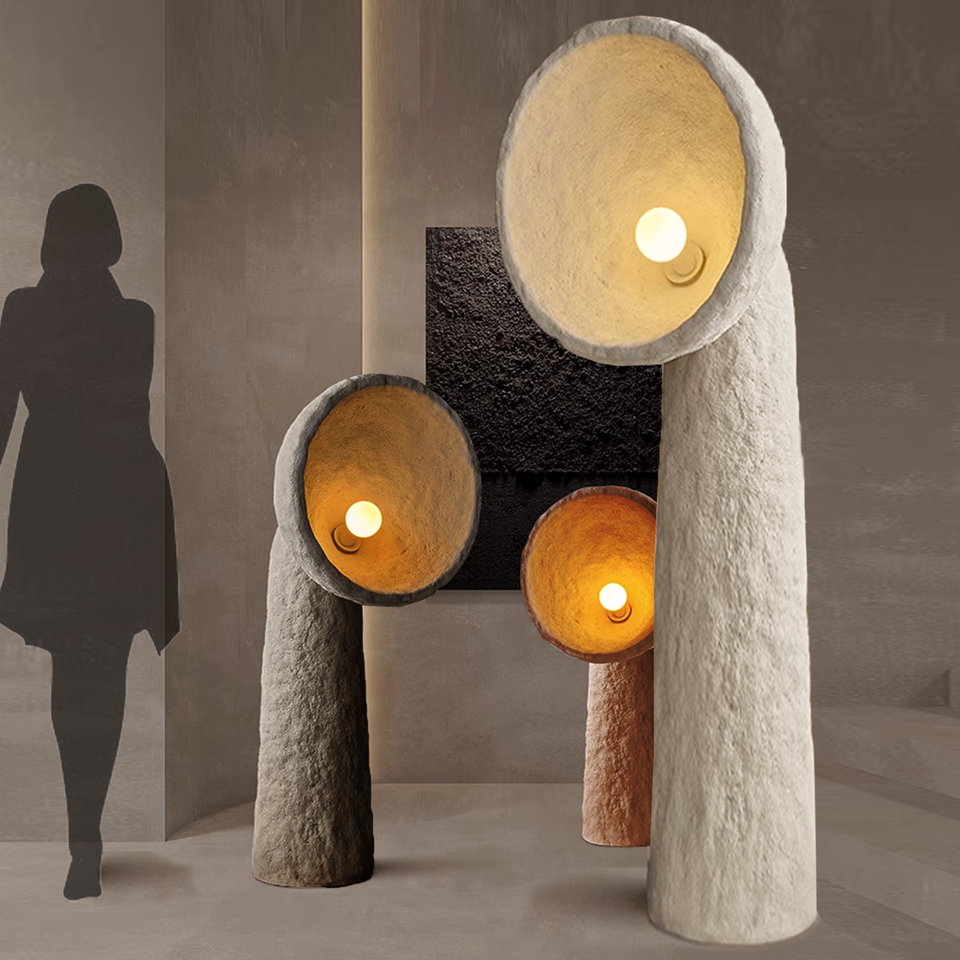 Wabi Sabi Beige Floor Lamp HTD-IW1433-28/ D60*H200 - Floor Lamps - ebarza Furniture UAE | Shop Modern Furniture in Abu Dhabi & Dubai - مفروشات ايبازرا في الامارات | تسوق اثاث عصري وديكورات مميزة في دبي وابوظبي