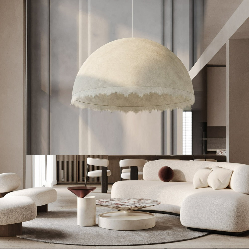 Wabi Sabi beige pendant light by BEACON, modern pendant lamp with a minimalist, textured design for contemporary interior decor.
