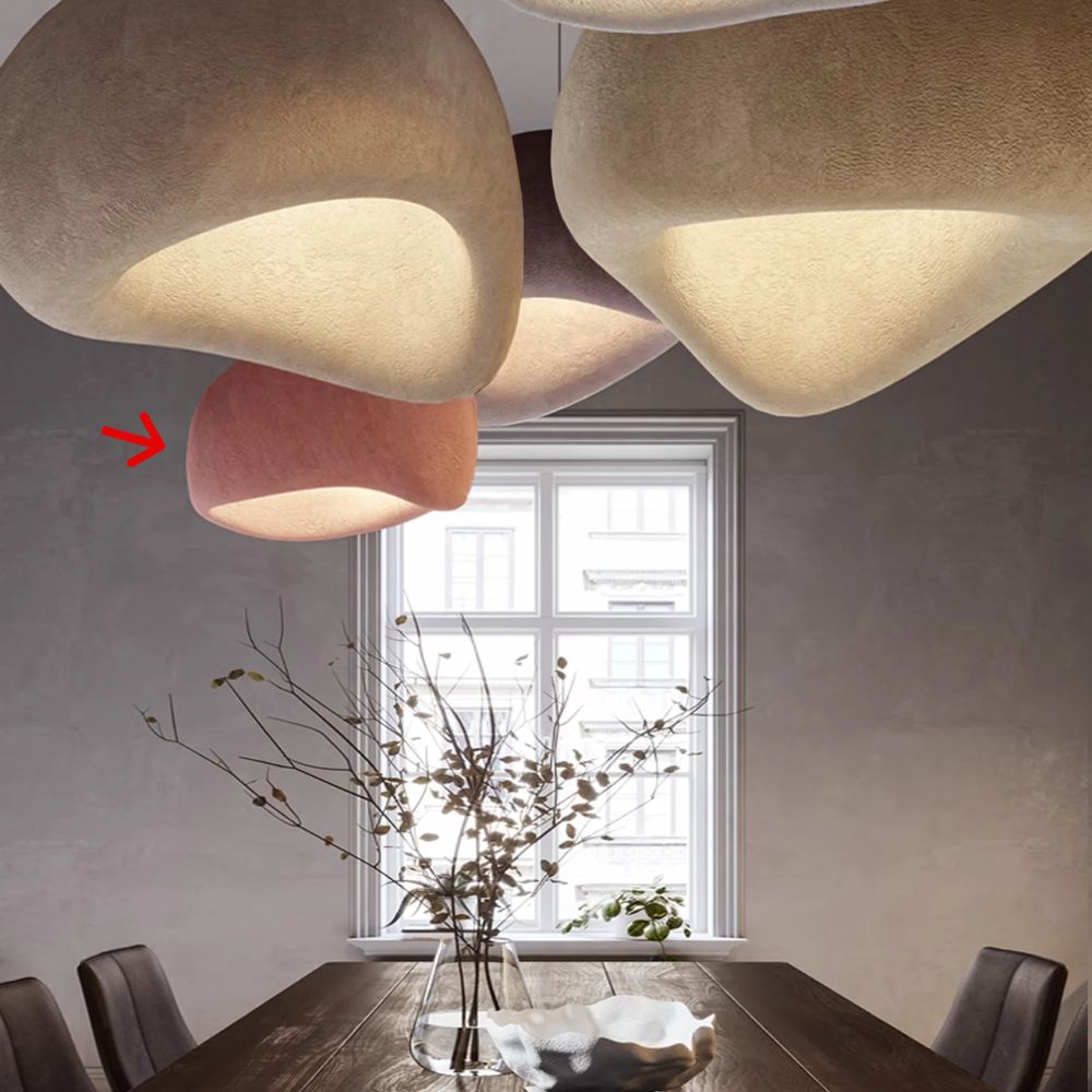 Wabi Sabi Clay 4m pendant lamp by BEACON, featuring a D60 x H32cm clay pendant lamp with a textured, earthy aesthetic.