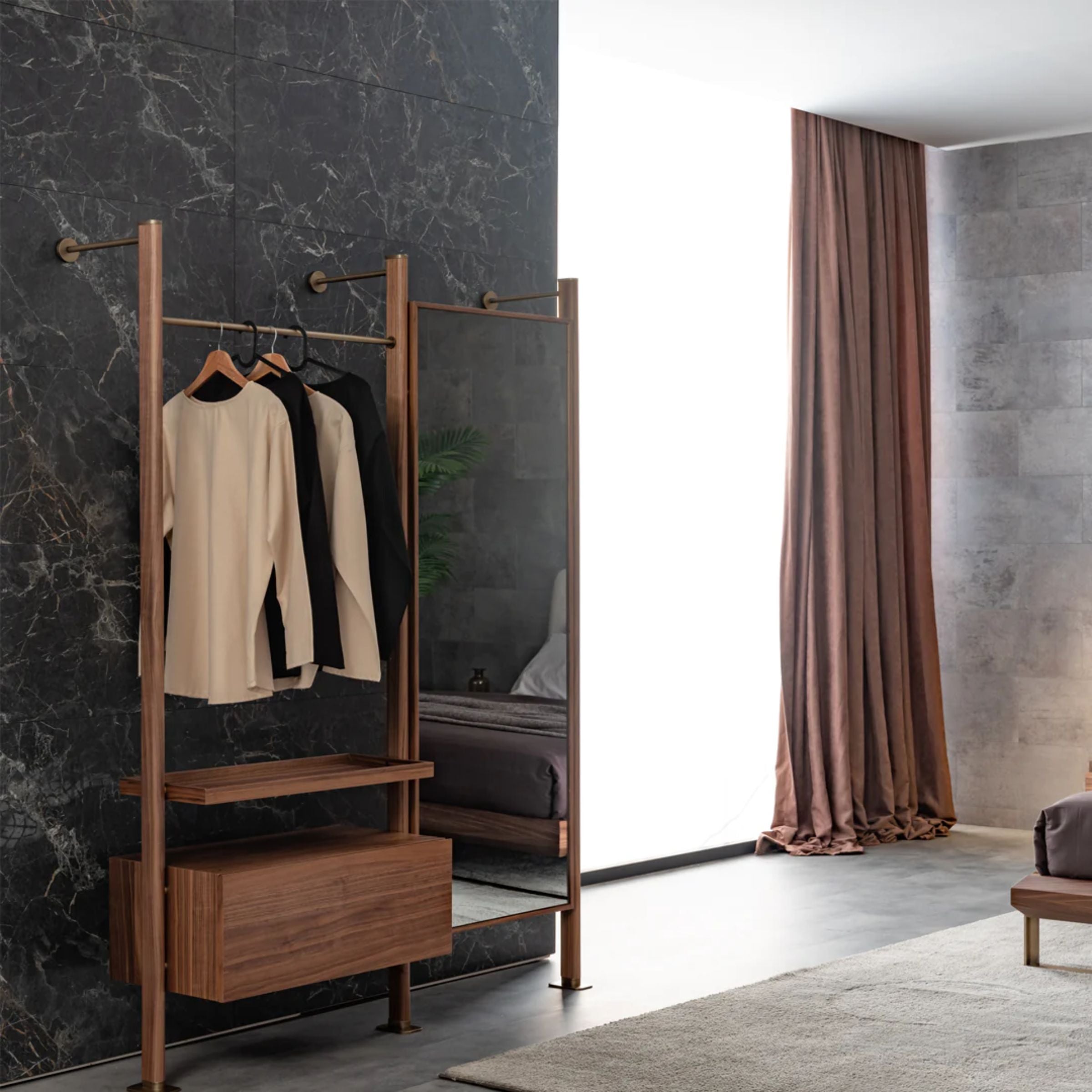 Wagon Walnut STAND MIRROR MODULE-Walnut - Mirrors - ebarza Furniture UAE | Shop Modern Furniture in Abu Dhabi & Dubai - مفروشات ايبازرا في الامارات | تسوق اثاث عصري وديكورات مميزة في دبي وابوظبي