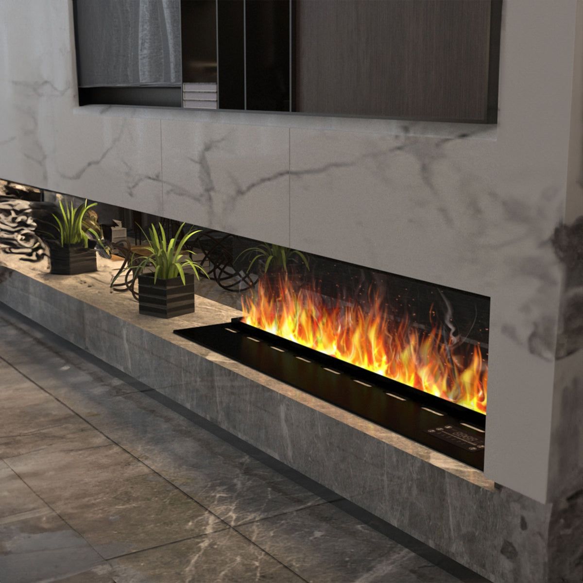 BEACON 3D1800 electric fireplace with water vapor and mist effects, decorative electric fireplace with modern design and 3D visual display