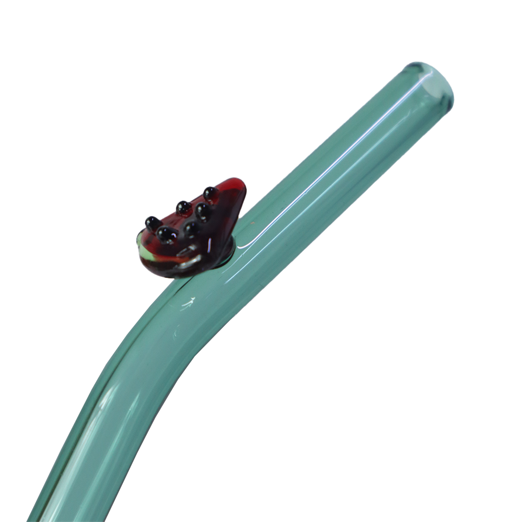 Bright green and pink watermelon-themed plastic straw from BEACON, designed for refreshing beverages.