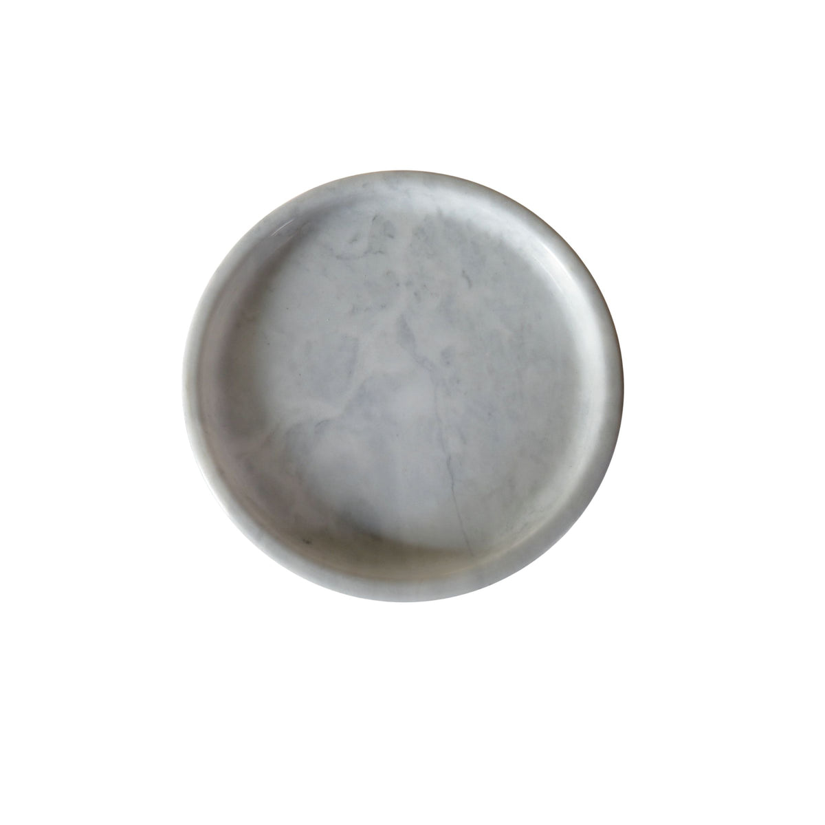 White marble jewelry plate, 25cm diameter, by BEACON, showcasing smooth surface and elegant design for jewelry display.