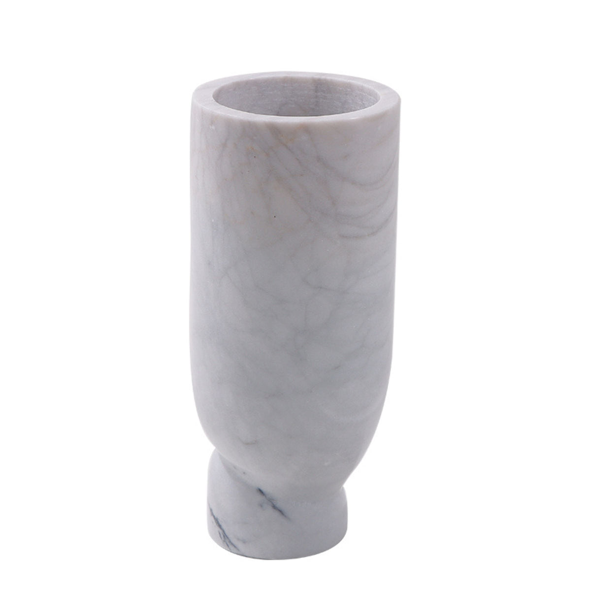 White marble vase by Beacon F1373, elegant cylindrical design with smooth finish, perfect for decorative home accents.