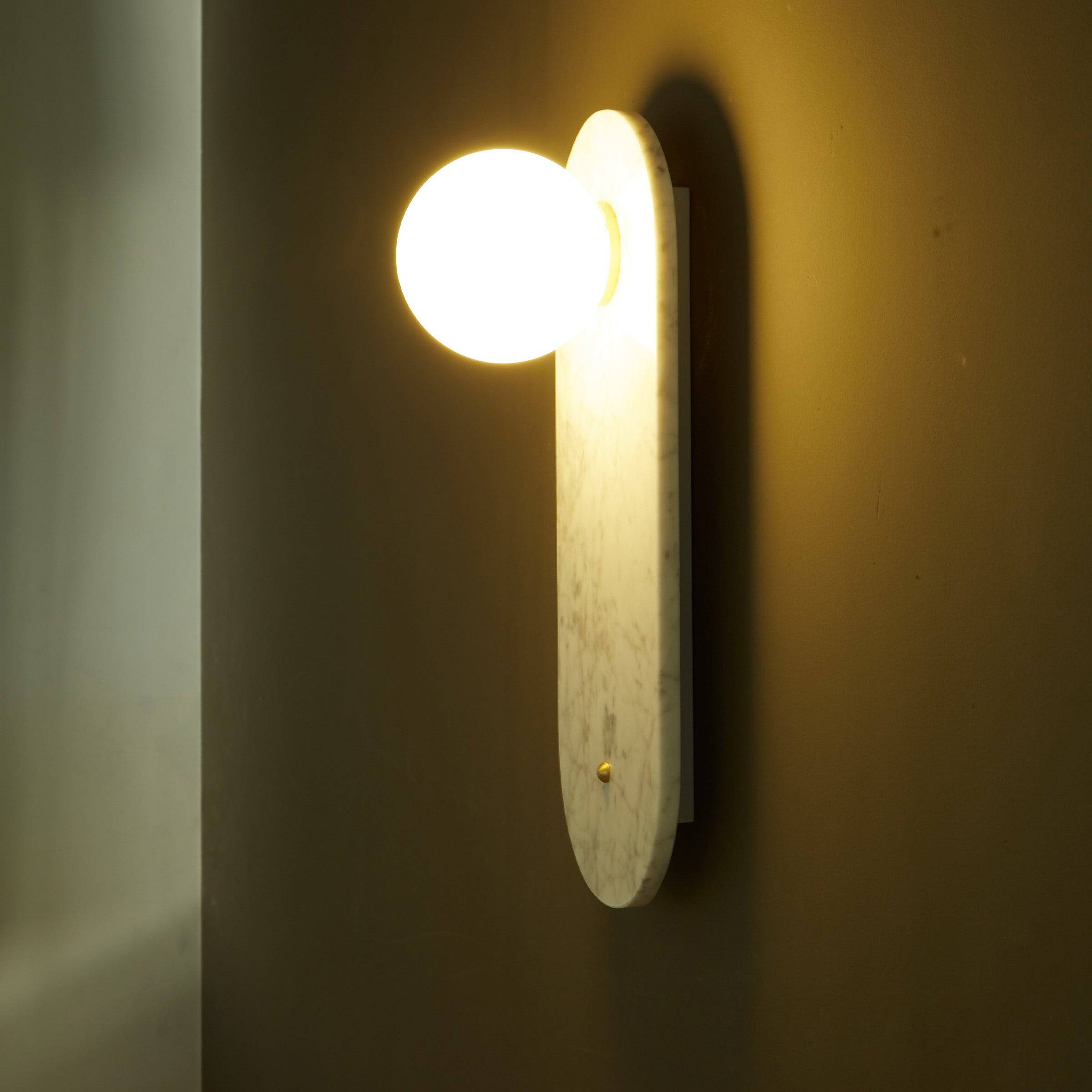 White Marble Wall Lamp 6617-We - Wall Lamps - ebarza Furniture UAE | Shop Modern Furniture in Abu Dhabi & Dubai - مفروشات ايبازرا في الامارات | تسوق اثاث عصري وديكورات مميزة في دبي وابوظبي