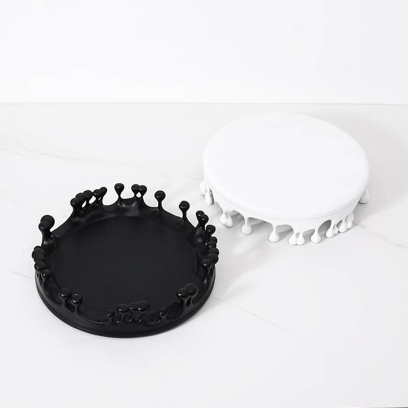 White Resin Pedestal Tray Fc-Sz2162B - Trays - ebarza Furniture UAE | Shop Modern Furniture in Abu Dhabi & Dubai - مفروشات ايبازرا في الامارات | تسوق اثاث عصري وديكورات مميزة في دبي وابوظبي