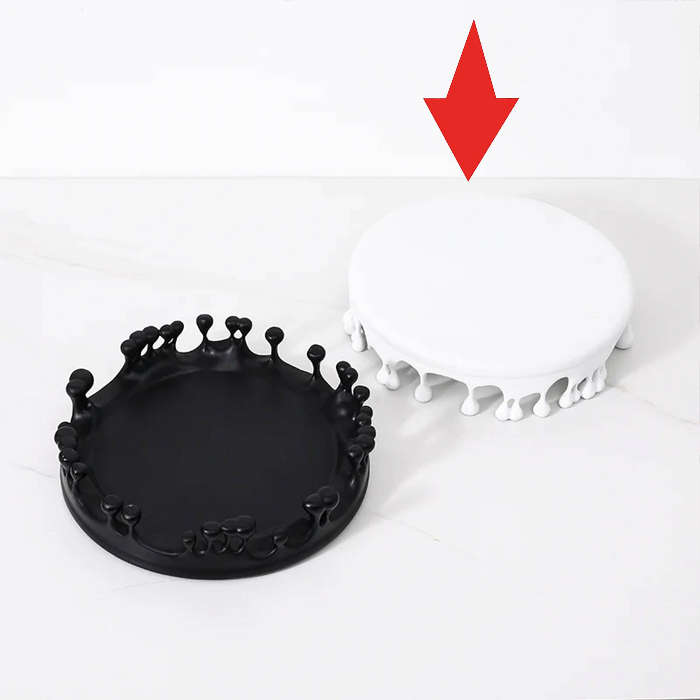 White Resin Pedestal Tray Fc-Sz2162B - Trays - ebarza Furniture UAE | Shop Modern Furniture in Abu Dhabi & Dubai - مفروشات ايبازرا في الامارات | تسوق اثاث عصري وديكورات مميزة في دبي وابوظبي