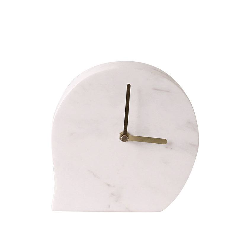 White Simple Marble Clock Fb-T2010A -  Clocks | ساعة رخامية بسيطة بيضاء - ebarza Furniture UAE | Shop Modern Furniture in Abu Dhabi & Dubai - مفروشات ايبازرا في الامارات | تسوق اثاث عصري وديكورات مميزة في دبي وابوظبي