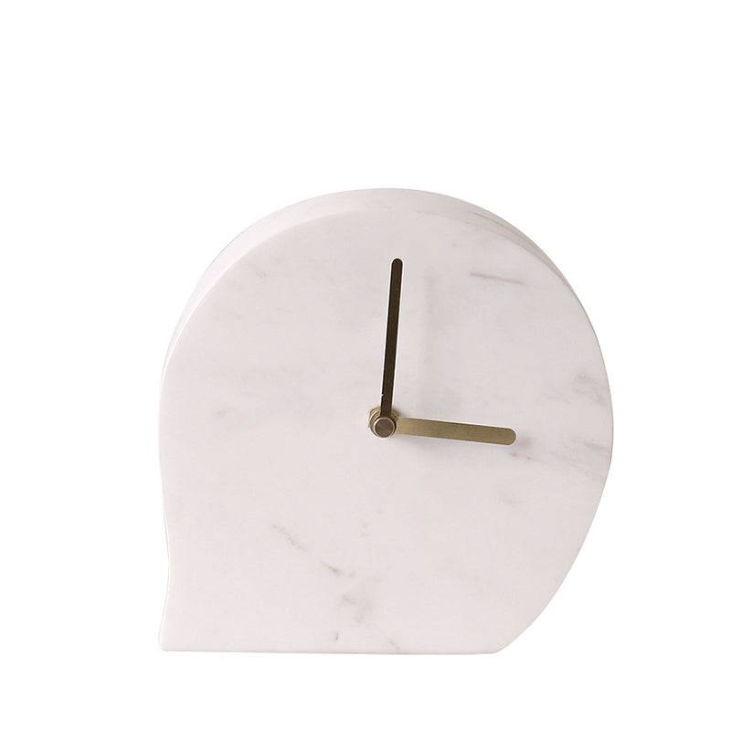 White Simple Marble Clock Fb-T2010A - Clocks - ebarza Furniture UAE | Shop Modern Furniture in Abu Dhabi & Dubai - مفروشات ايبازرا في الامارات | تسوق اثاث عصري وديكورات مميزة في دبي وابوظبي