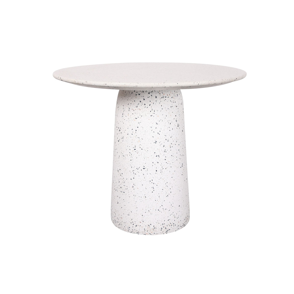 White terrazzo dining table by BEACON, modern design with sleek surface, ideal for contemporary dining rooms.
