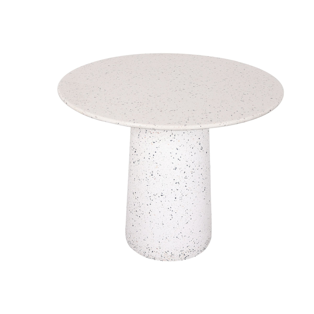 White terrazzo dining table by Beacon MO, modern design with a sleek surface, perfect for contemporary dining rooms.