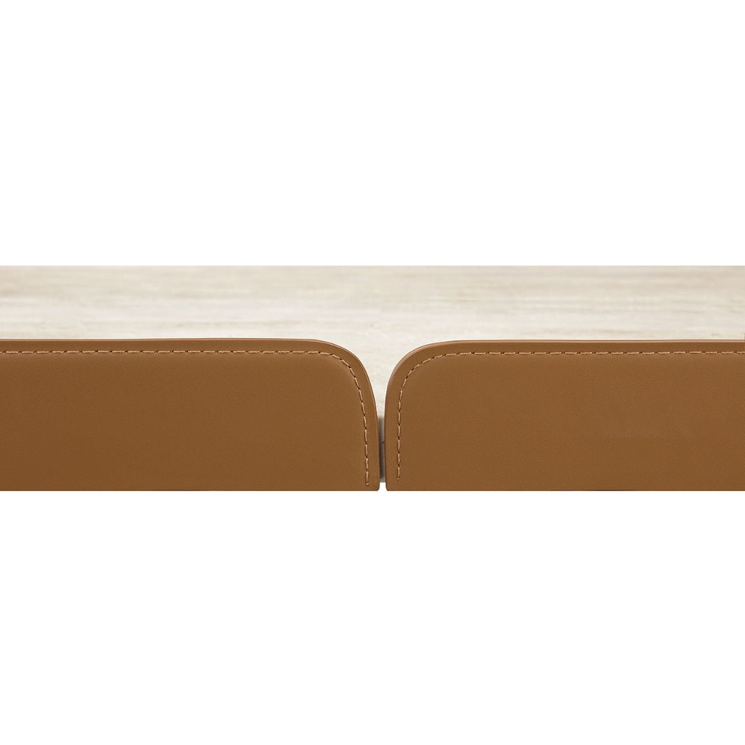 White travertine desk with a drawer from BEACON office desks, 200cm length, modern and stylish workspace furniture.