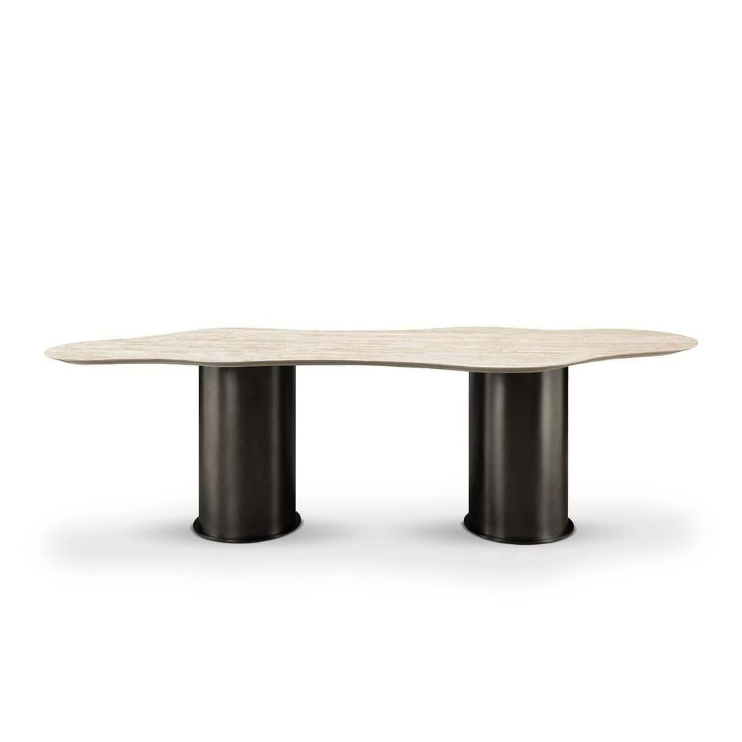 Pre-order 35 Days Delivery White Travertine Office Desk/Dining Table ST534 - Dining Tables - ebarza Furniture UAE | Shop Modern Furniture in Abu Dhabi & Dubai - مفروشات ايبازرا في الامارات | تسوق اثاث عصري وديكورات مميزة في دبي وابوظبي