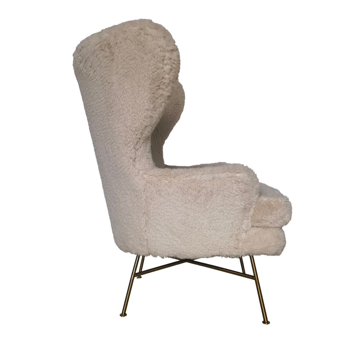 Tan SAGEBROOK HOME wing back lounge chair with high back and wooden legs, stylish and comfortable seating for living room.
