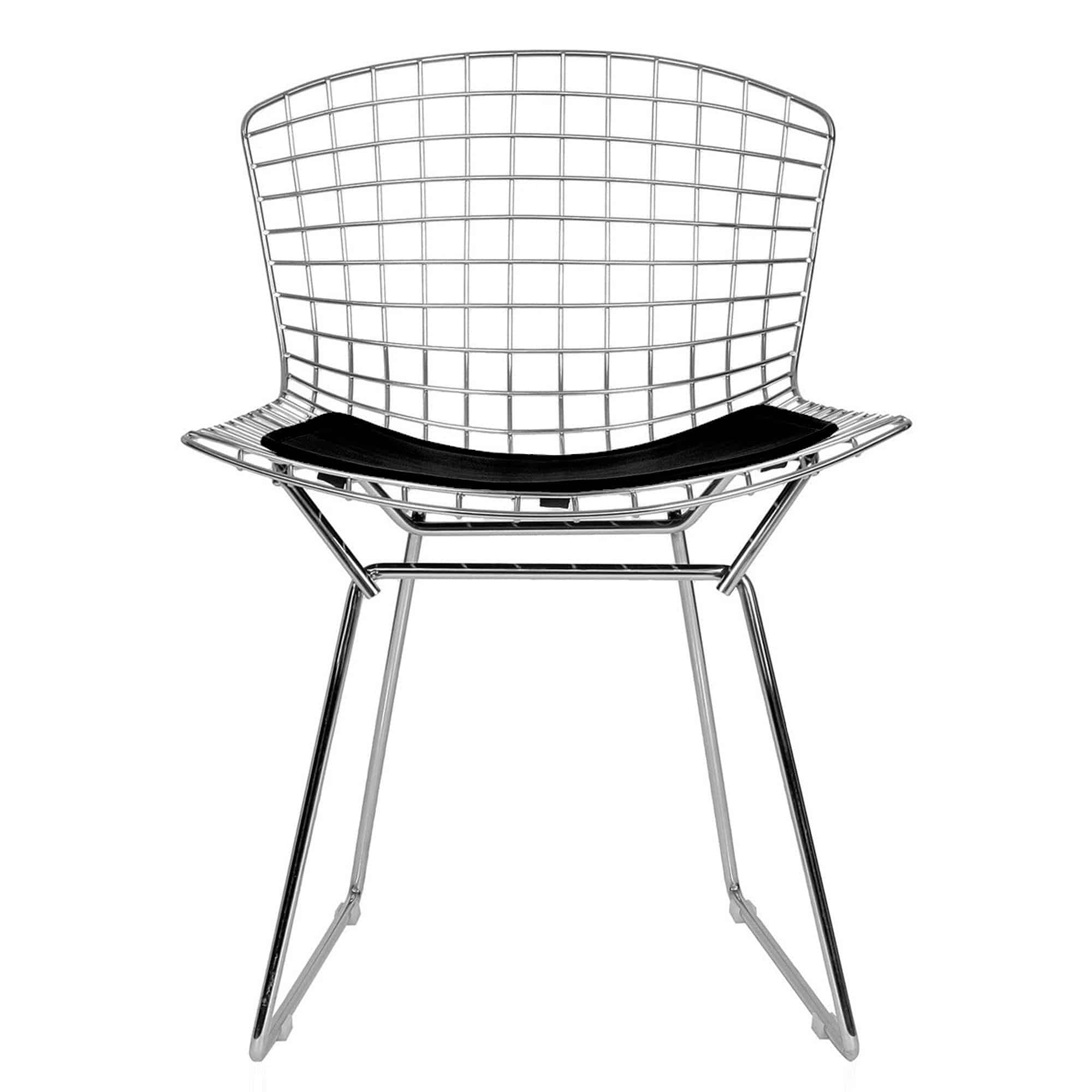 Wire Bar Stool & Pu Leather Cushion Bp8020-Cr(Black Cushion) - Chairs - ebarza Furniture UAE | Shop Modern Furniture in Abu Dhabi & Dubai - مفروشات ايبازرا في الامارات | تسوق اثاث عصري وديكورات مميزة في دبي وابوظبي