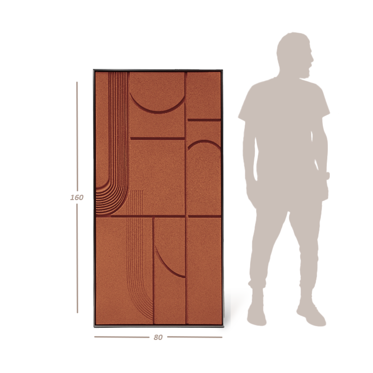 Wood carving clay-colored painting by BEACON, featuring detailed craftsmanship and earthy tones in a decorative art piece.