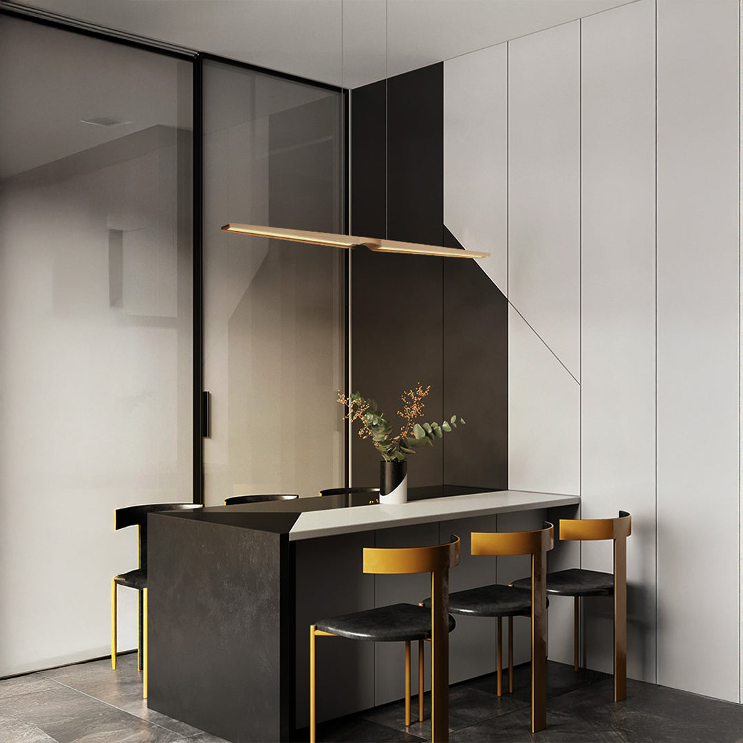 Woodland Charm LED linear pendant lamp in natural ash finish, modern pendant lighting fixture by WFLDG.
