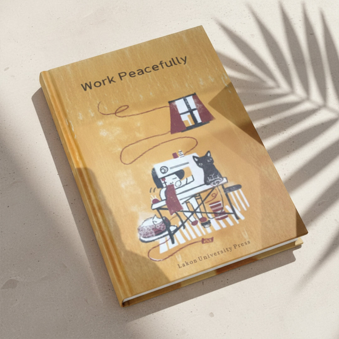 Decorative book titled "Work Peacefully" by BEACON, featuring a peaceful design, part of decorative books and magazines collection