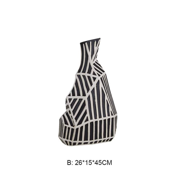 Zebra Hand Grinding Vase -A Fa-D21045A - Vases - ebarza Furniture UAE | Shop Modern Furniture in Abu Dhabi & Dubai - مفروشات ايبازرا في الامارات | تسوق اثاث عصري وديكورات مميزة في دبي وابوظبي