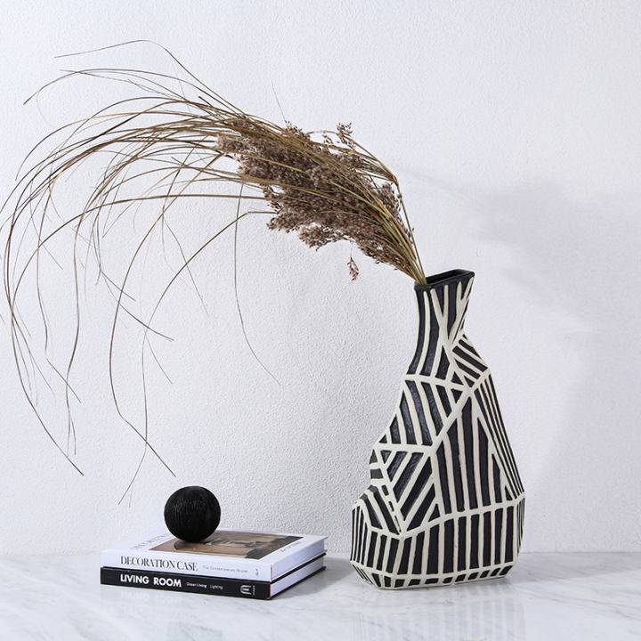 Zebra Hand Grinding Vase -A Fa-D21045A - Vases - ebarza Furniture UAE | Shop Modern Furniture in Abu Dhabi & Dubai - مفروشات ايبازرا في الامارات | تسوق اثاث عصري وديكورات مميزة في دبي وابوظبي