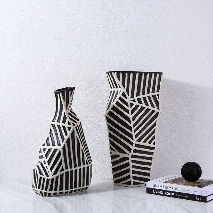 Zebra Hand Grinding Vase -A Fa-D21045A - Vases - ebarza Furniture UAE | Shop Modern Furniture in Abu Dhabi & Dubai - مفروشات ايبازرا في الامارات | تسوق اثاث عصري وديكورات مميزة في دبي وابوظبي