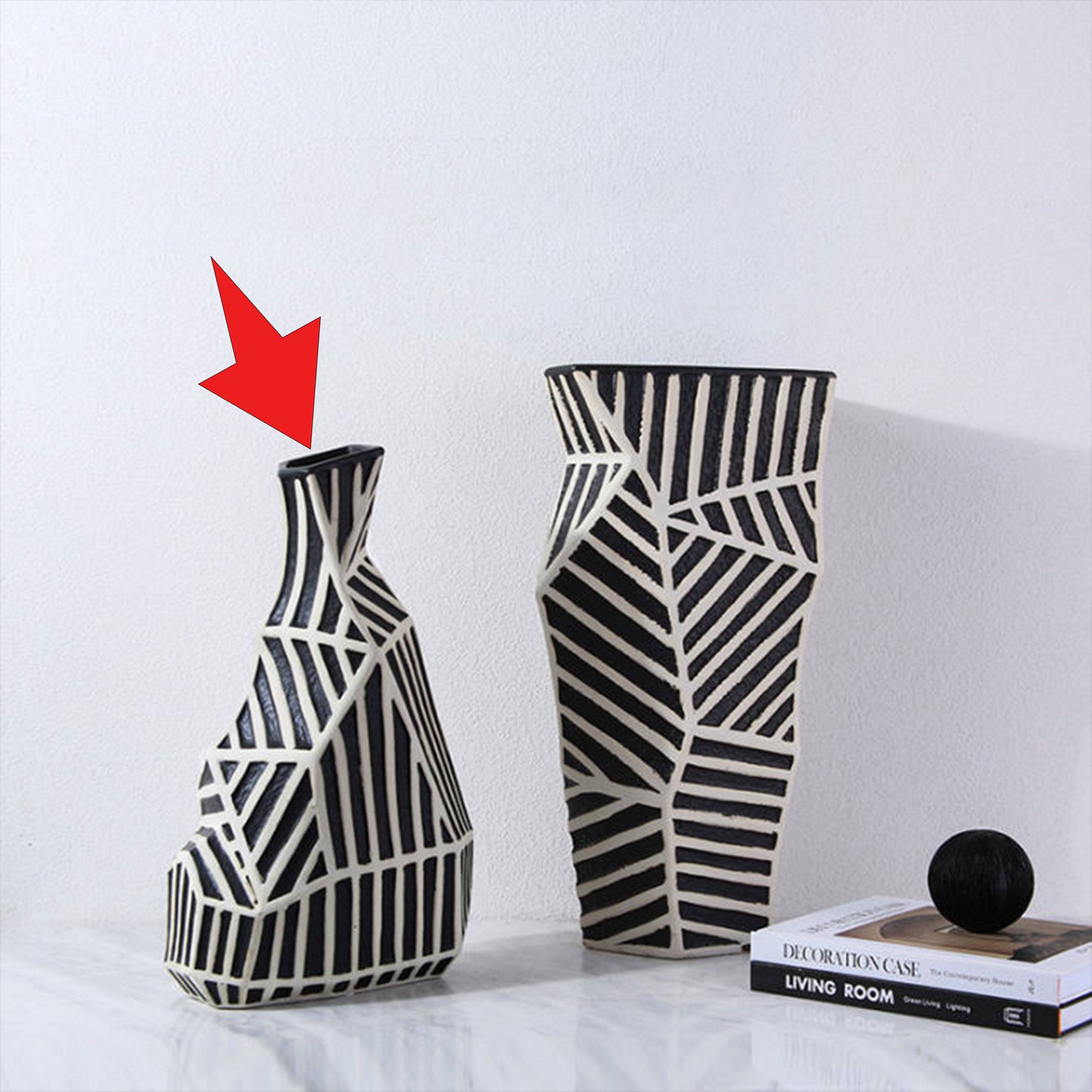 Zebra Hand Grinding Vase -B Fa-D21045B - Vases - ebarza Furniture UAE | Shop Modern Furniture in Abu Dhabi & Dubai - مفروشات ايبازرا في الامارات | تسوق اثاث عصري وديكورات مميزة في دبي وابوظبي