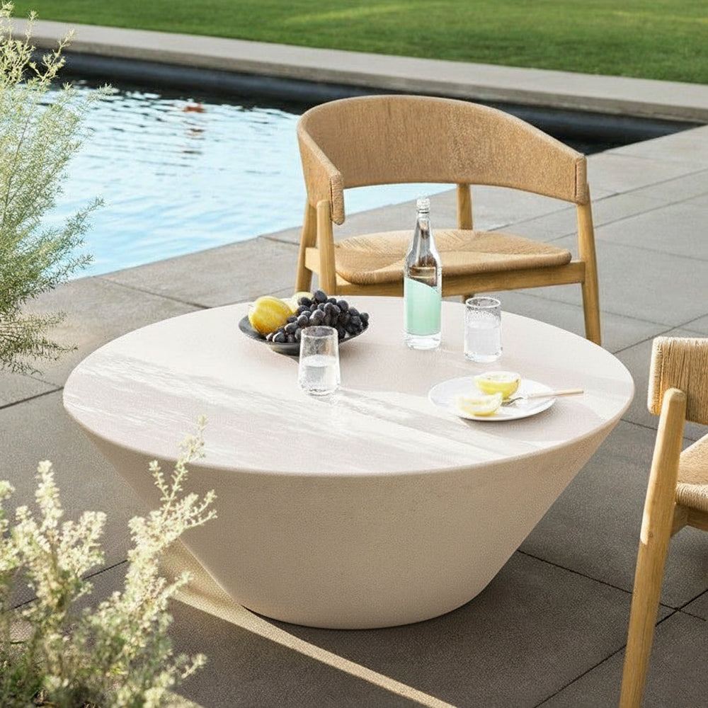 Textured beige BEACON Zhuozi coffee table with a modern design, showcasing its smooth surface and stylish appearance.