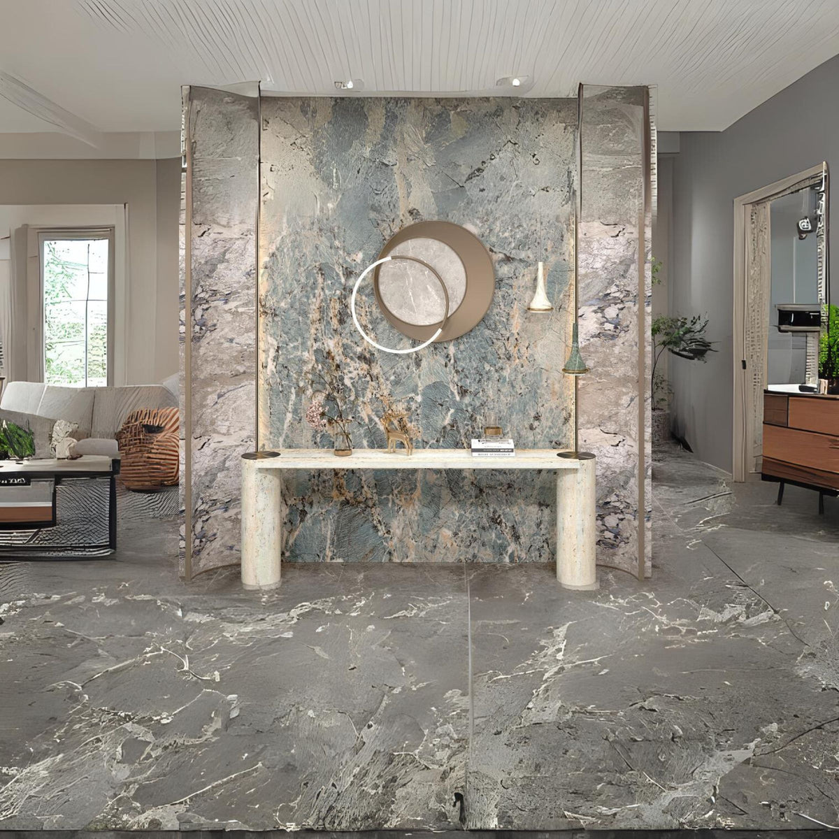 A2STONE Zurich Travertine Console 200cm with sleek rectangular design and natural travertine finish, ideal for modern living spaces.